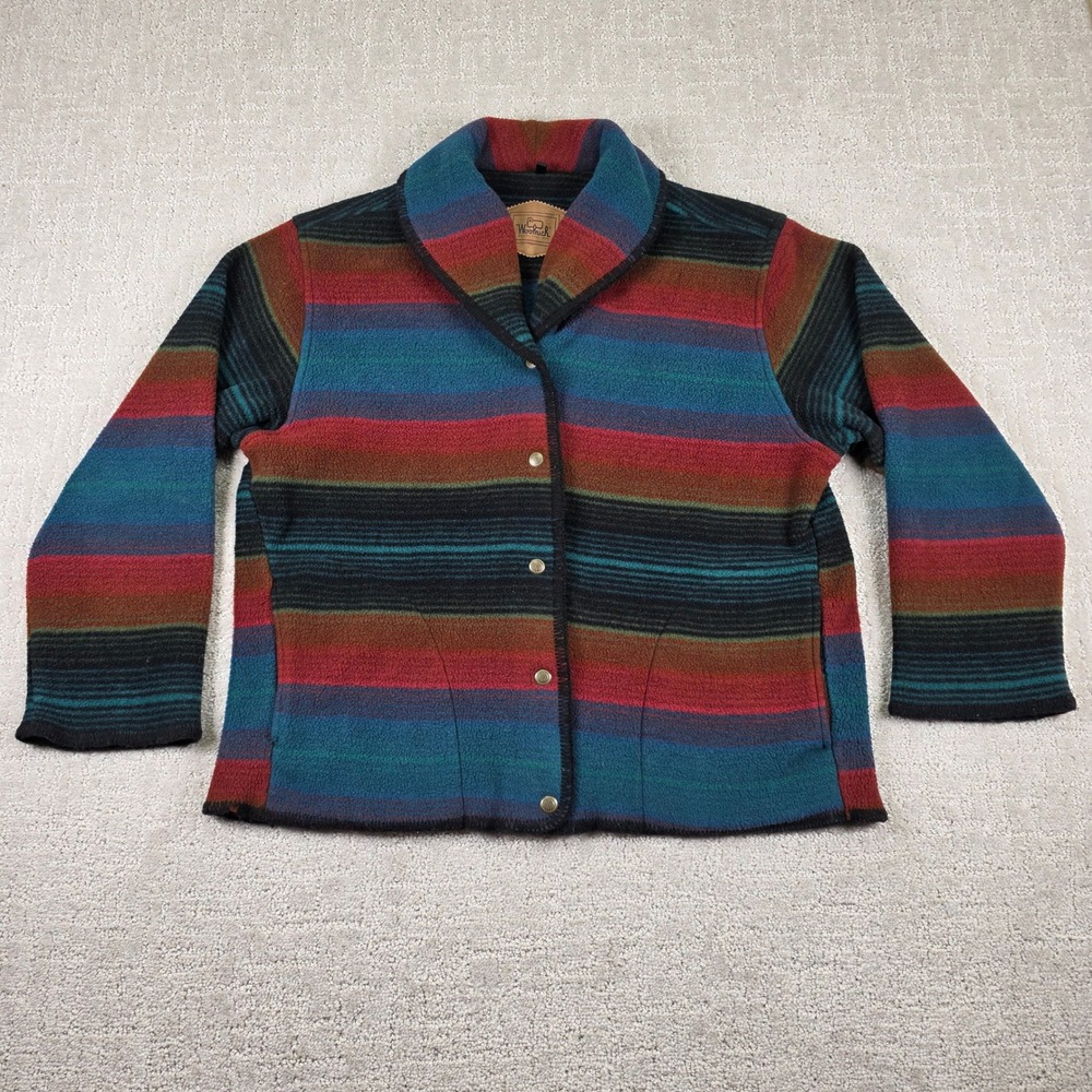 Vintage Woolrich Fleece Womens Medium Aztec Navajo Shawl Collar Made in USA 90's